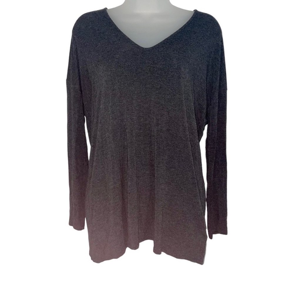 Express Relaxed Stretchy Gray Casual Long Sleeve Tee Wrap Back S